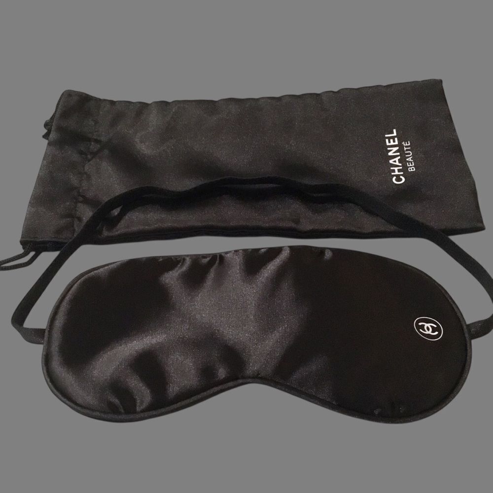 CHANEL Black Satin Eye Mask